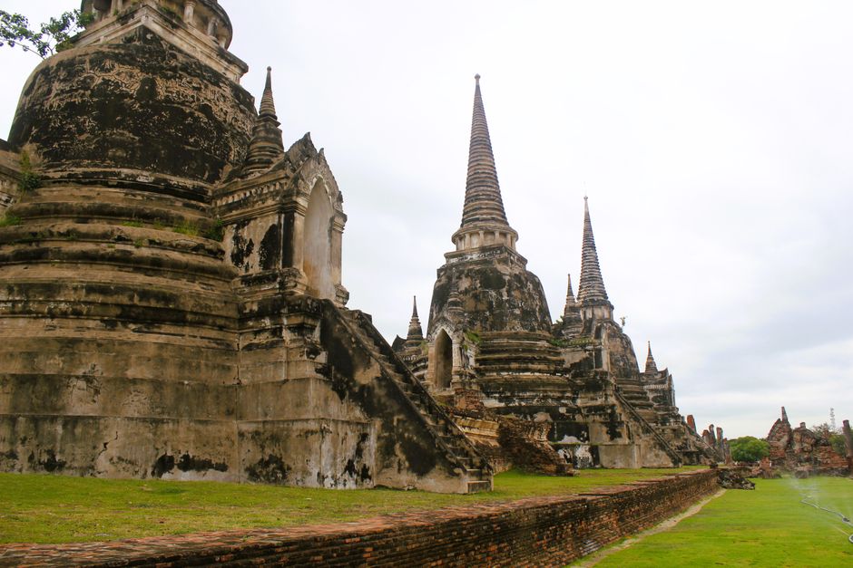Historic Thai temple complex showcasing ancient architecture in Ayutthaya, Thailand.